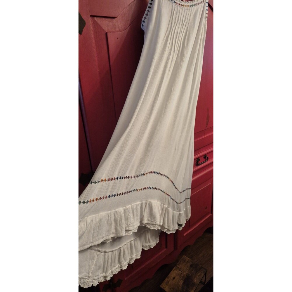 Matilda Jane Medium Brilliant Daydream Adante Dress White Beach Rainbow Trim EUC - Picture 5 of 8